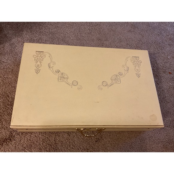 Vintage leatherette Jewelry Box‎ Red Velvet Interior, mirrored - Picture 10 of 12